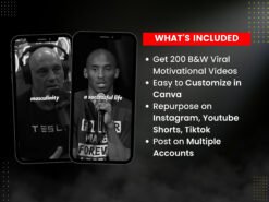 Alternative view of Black and White Motivational Videos Template Editable in Canva Social Media Templates