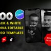 Black and White Motivational Videos Template Editable in Canva Social Media Templates
