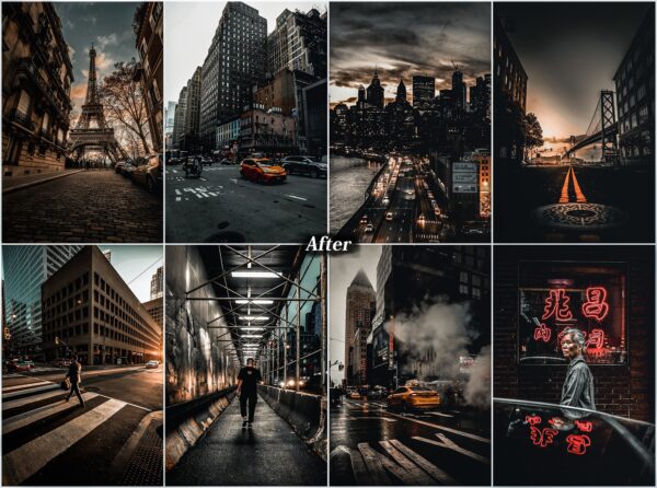 Black Cinematic Presets Lightroom Presets Bundle Mobile Presets City Street Dark Preset - Image 3