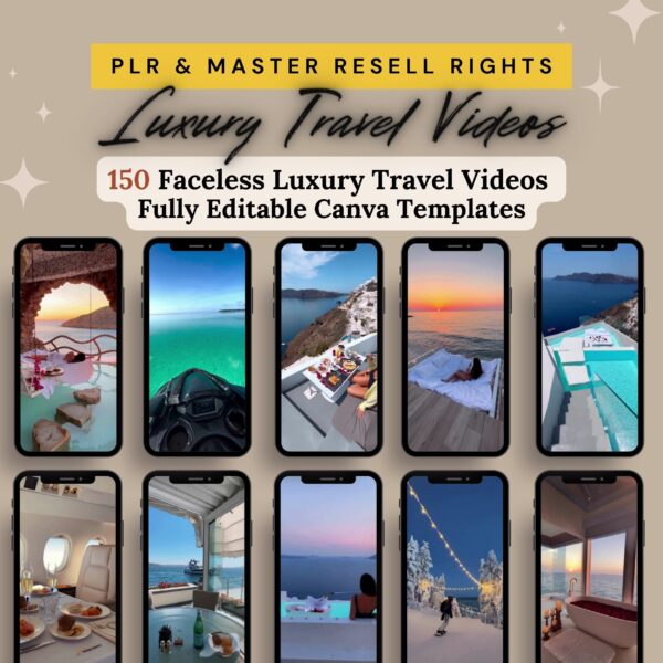 Faceless Travel Reels Luxury Travel Videos Master Resell Rights Travel Influencer Canva Templates