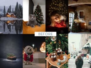 Alternative view of Golden Christmas Lightroom Presets Mobile and Desktop Xmas Filters