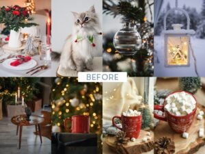 Alternative view of Vintage Christmas Lightroom Presets Mobile and Desktop Xmas Filters