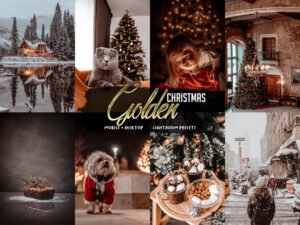 Golden Christmas Lightroom Presets Mobile and Desktop Xmas Filters